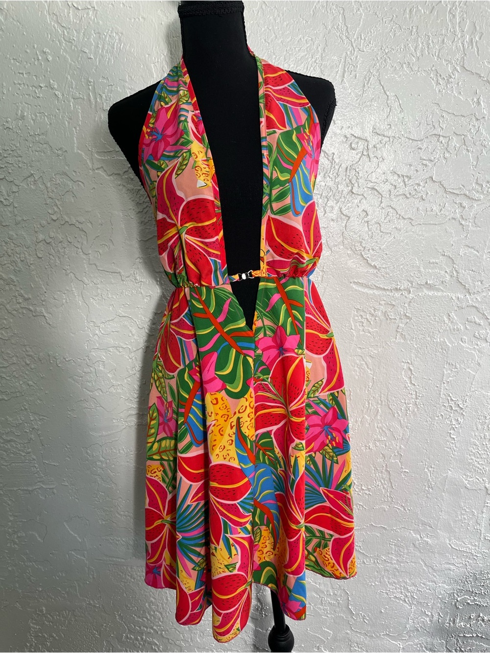 SHEIN Curve Tropical Halter Cutout Dress 1XL